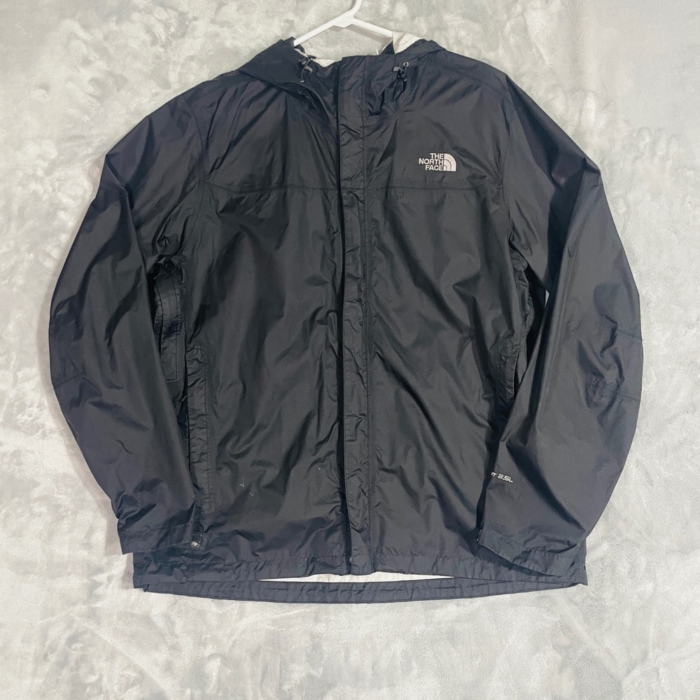 The North Face HyVent 2.5L Rain Jacket Mens XL Black Hooded Shell